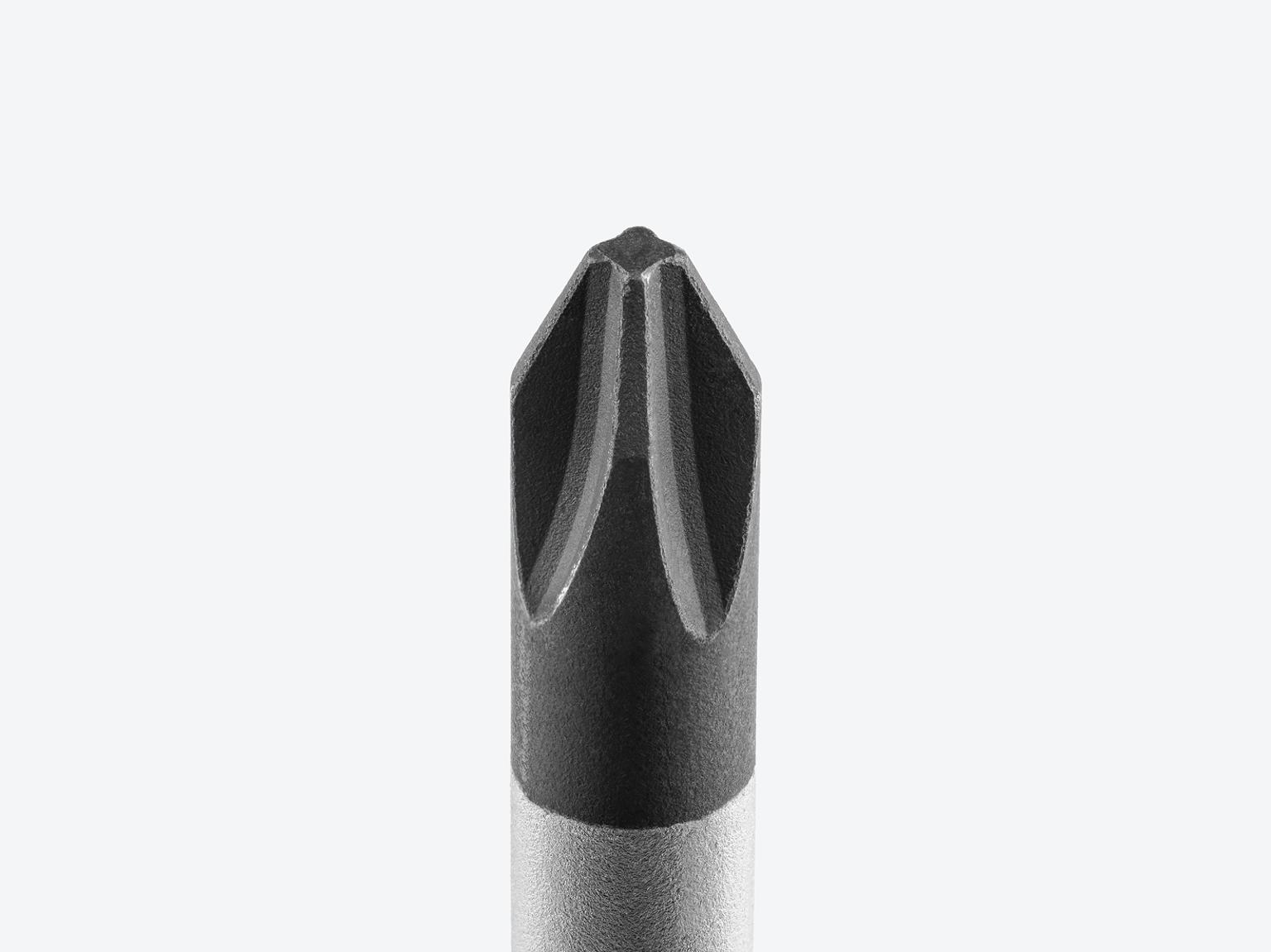 Close-up of a Phillips screwdriver tip