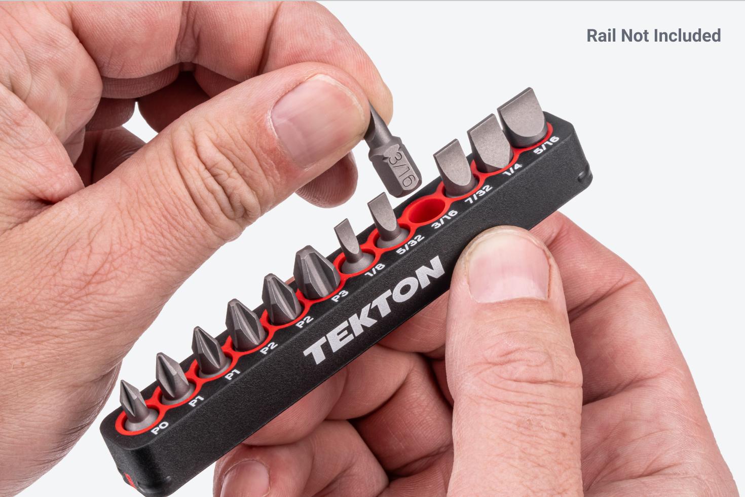 A 3/16 inch slotted bit being removed from a rail.