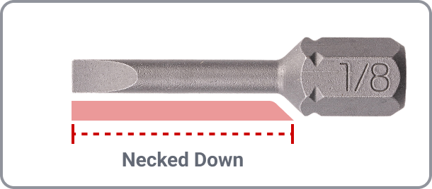 A necked-down 1/8 inch slotted bit