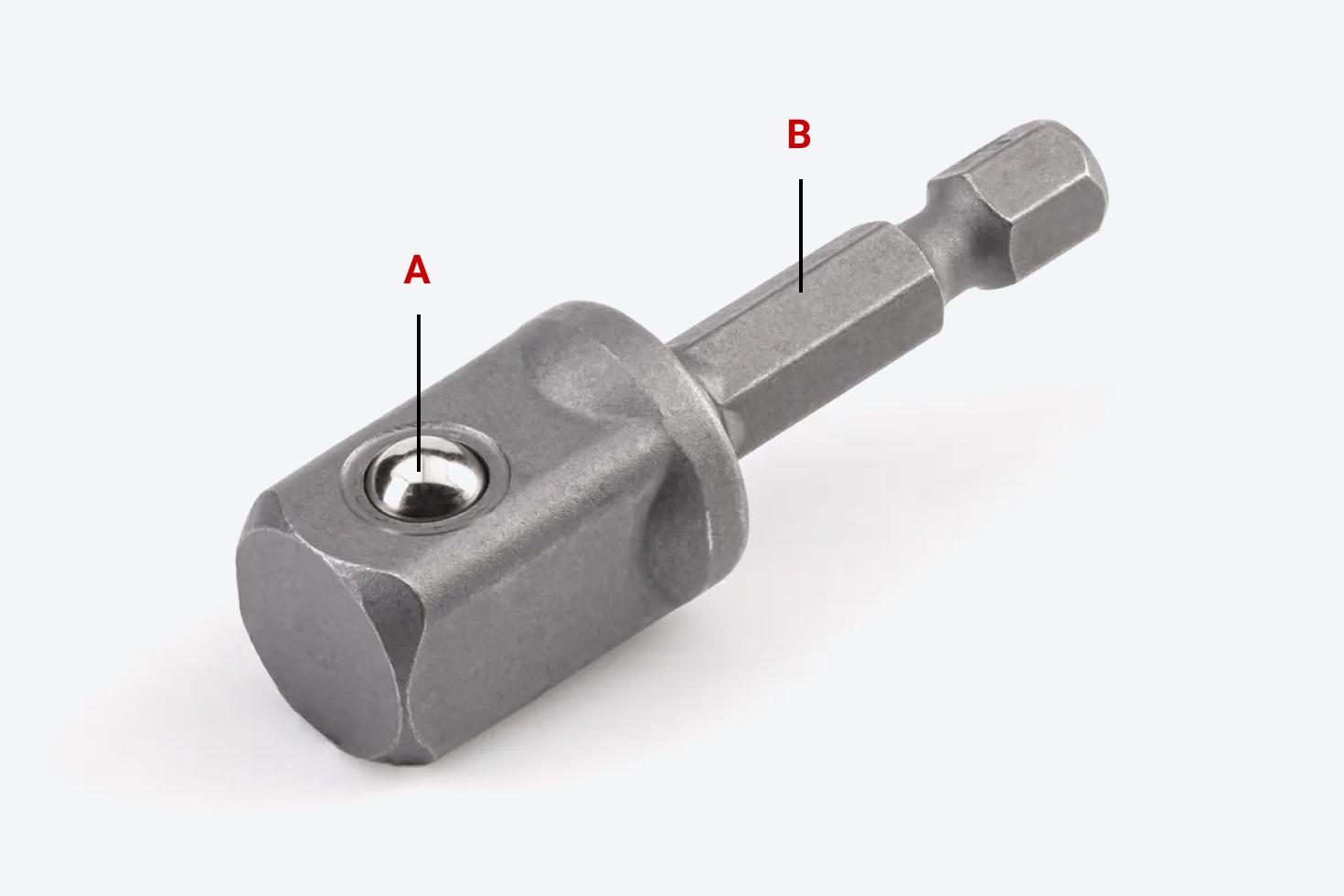 The adapter with each part labeled