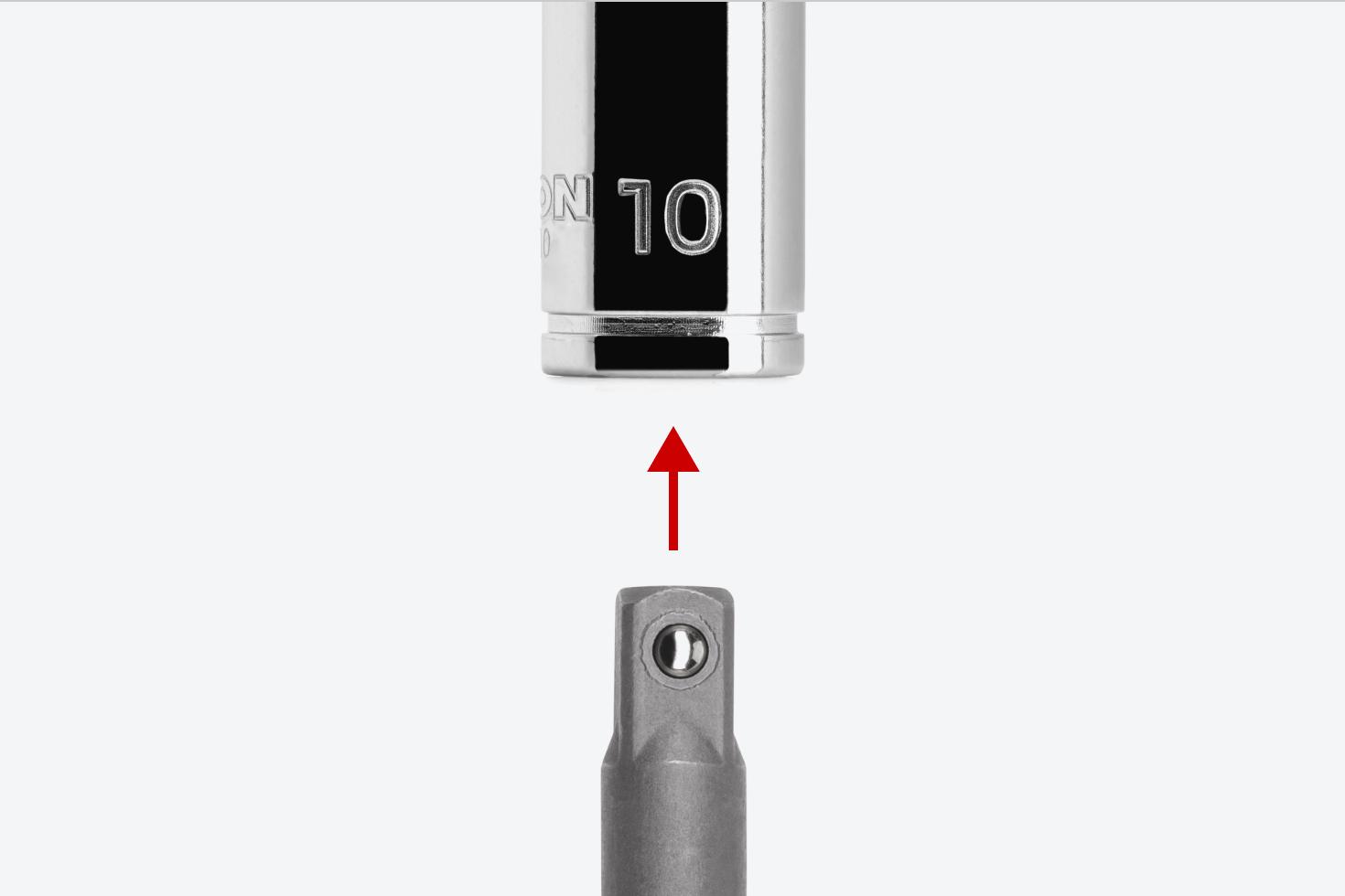 An adapter and a 1/4 inch drive socket