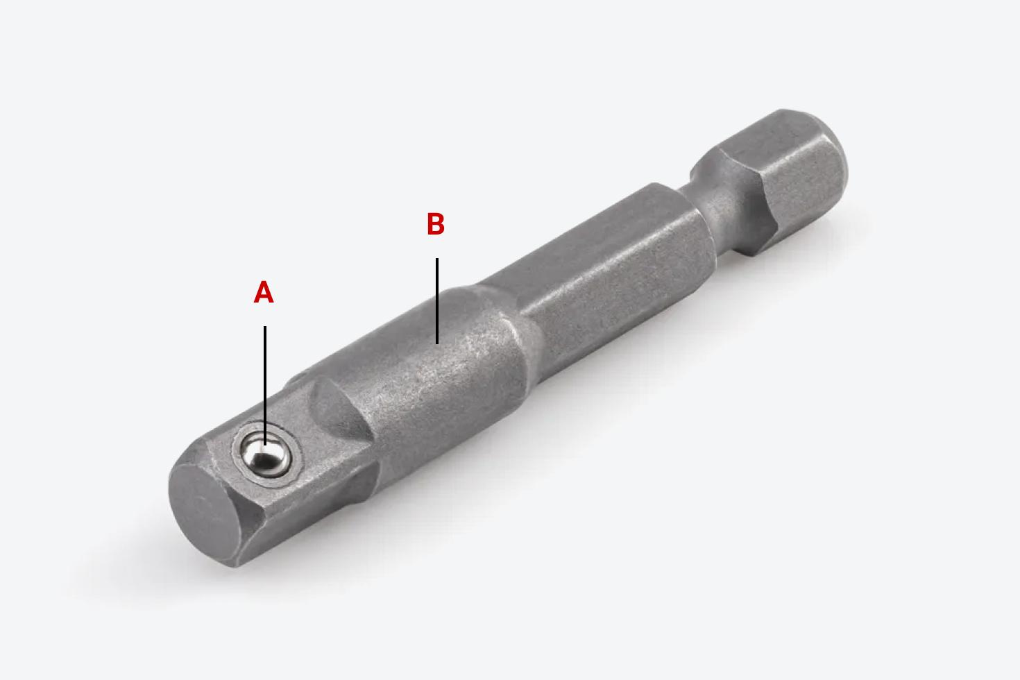The adapter with each part labeled