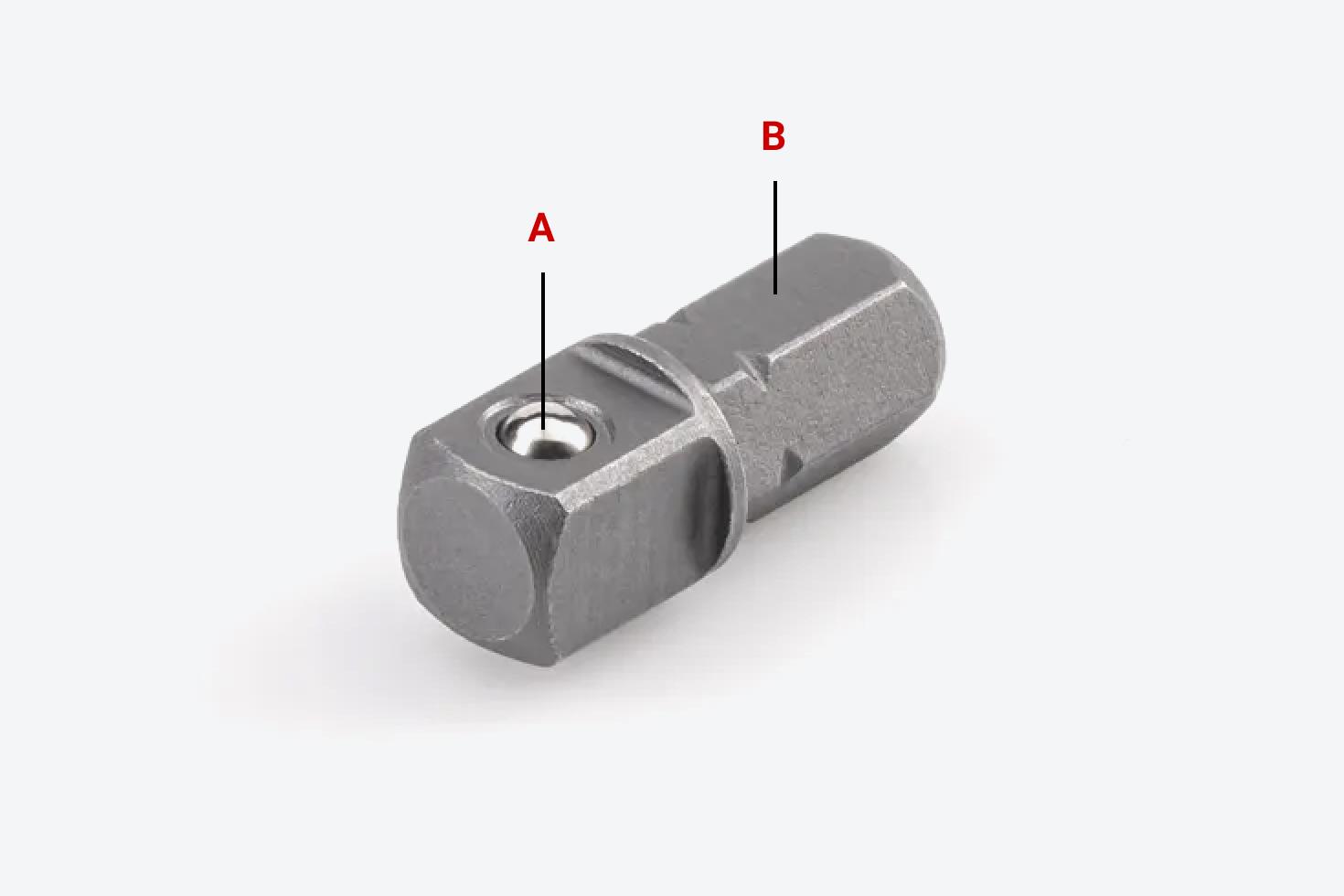 The adapter with each part labeled