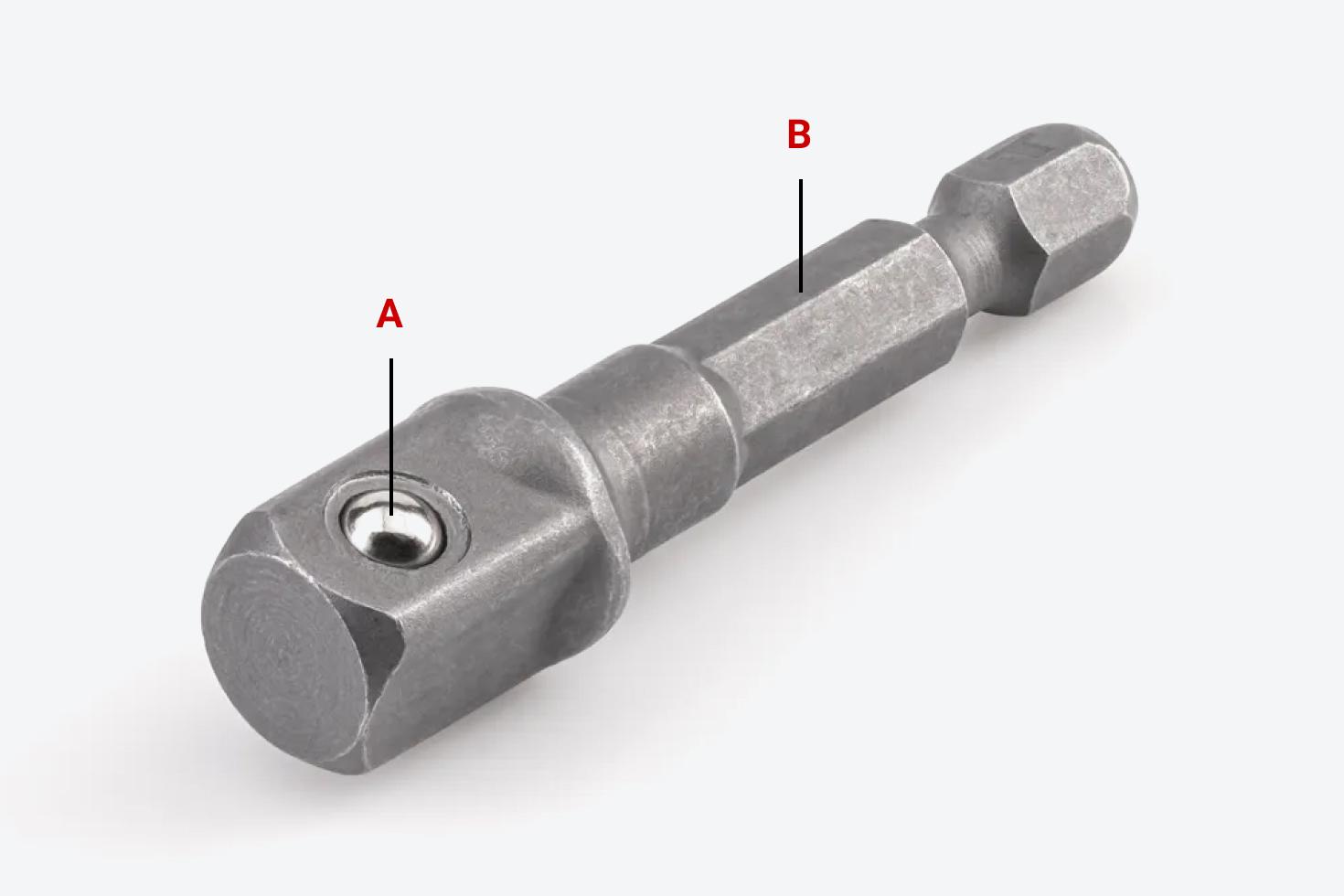 The adapter with each part labeled