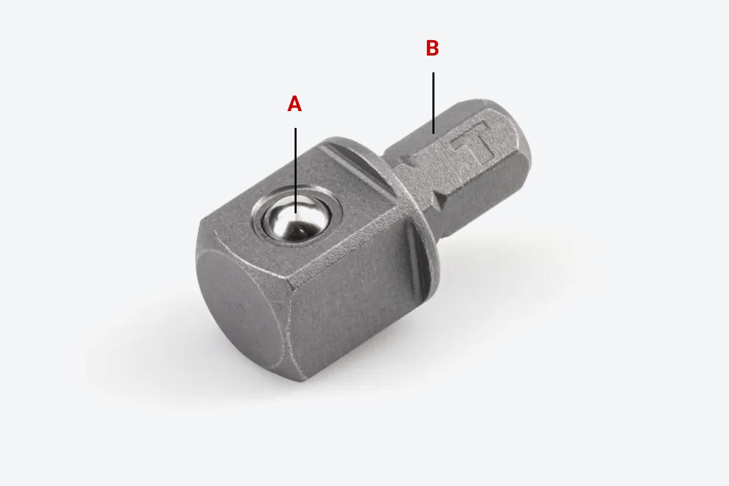 The adapter with each part labeled