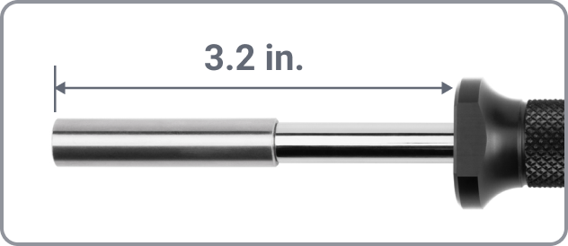 Graphic showing the exposed blade of the bit driver is 3.2 inches long