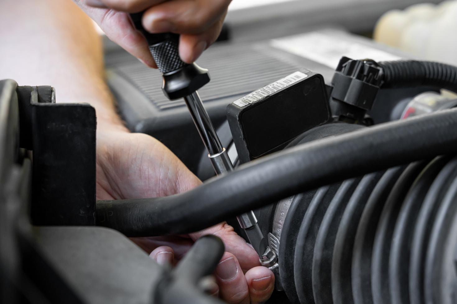 An aluminum handle bit driver in use