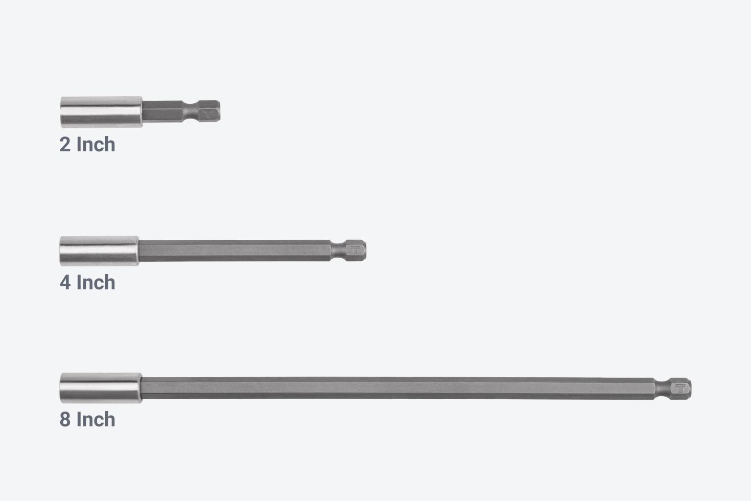 2, 4, and 8 inch bit holder extensions