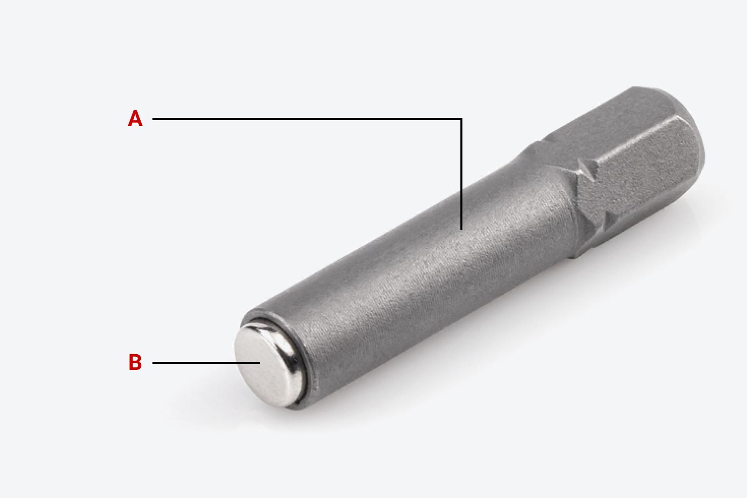 Exploded view of the pickup bit with each part labeled