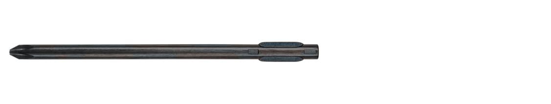 A stark black, hardened driver blade.