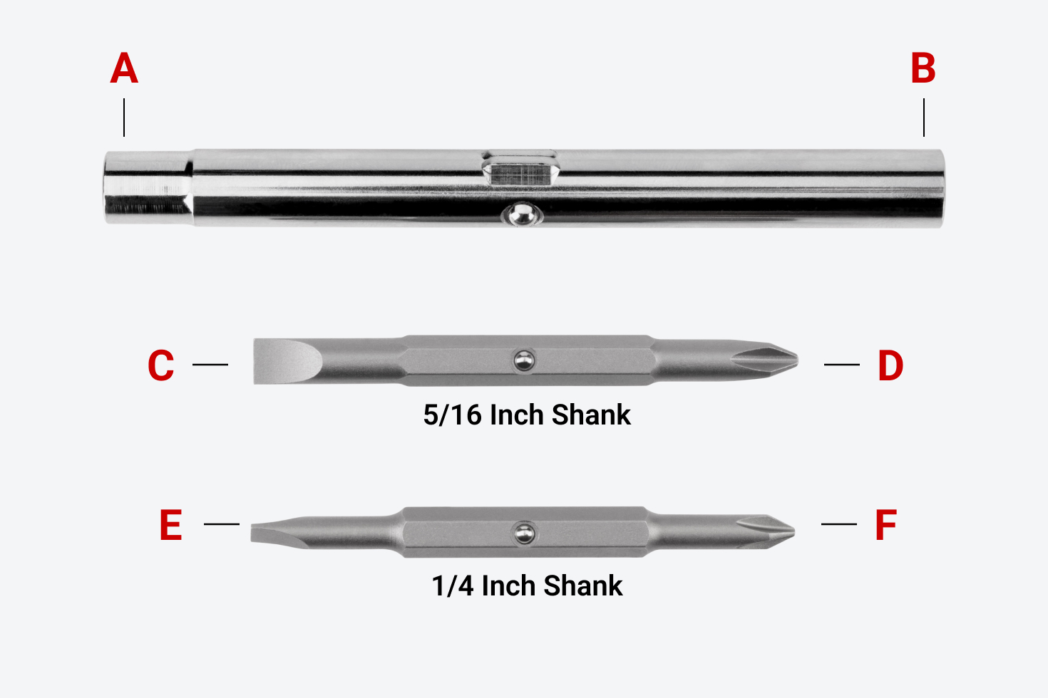 6-in-1 Driver (#1 x 3/16 in., #2 x 1/4 in) - Black | TEKTON