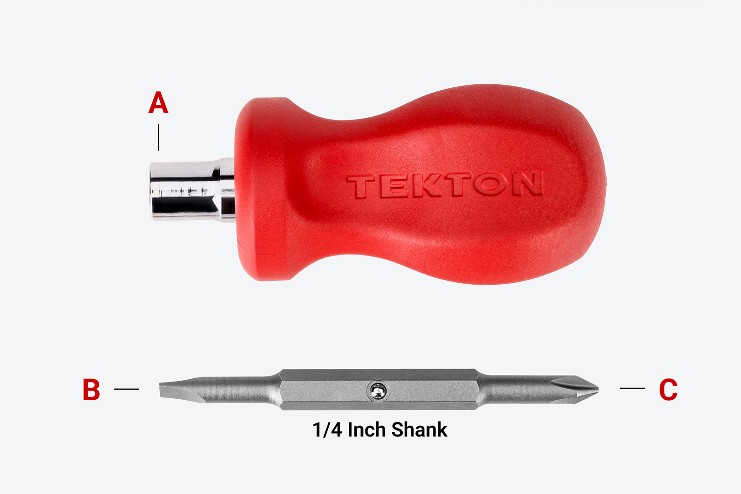 3-in-1 Stubby Driver (#1 x 3/16 in.) - Red | TEKTON