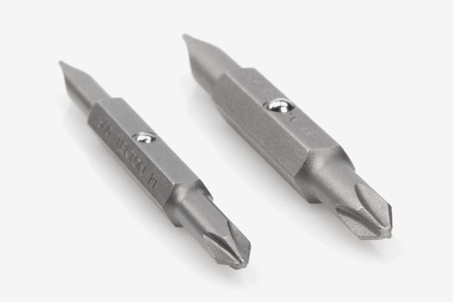 Two Phillips/slotted double-ended screwdriver bits