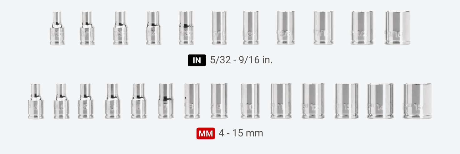 1/4 Inch Drive Small Engine Set (6-Point, Flex Head Non-QR) | TEKTON