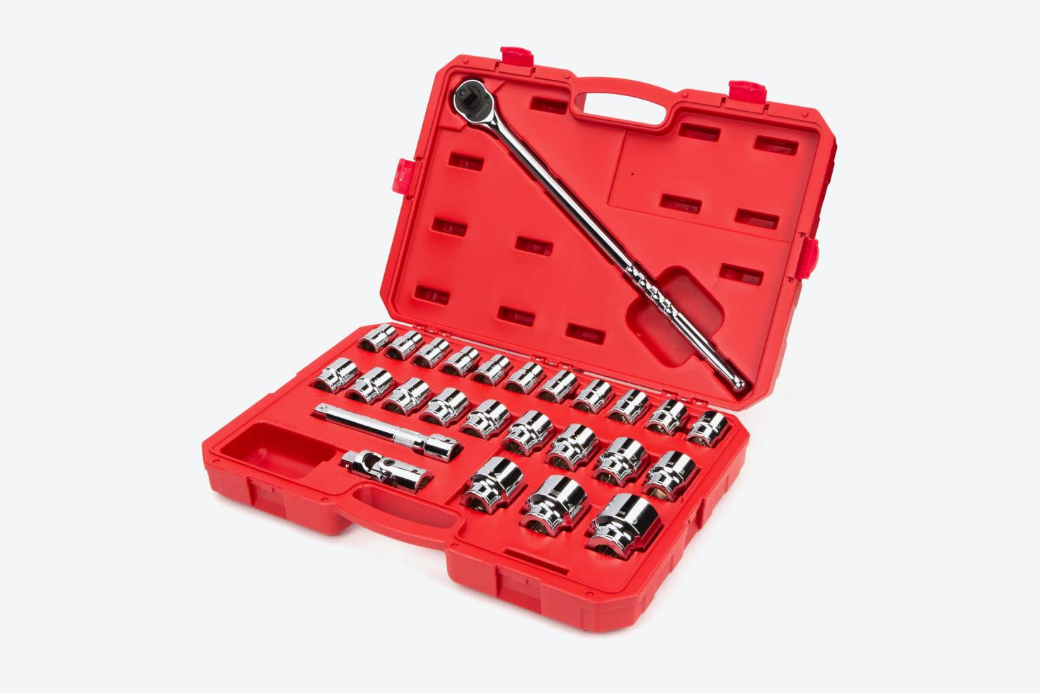 Tekton impact socket set #SKT35204 in a red blow mold case.