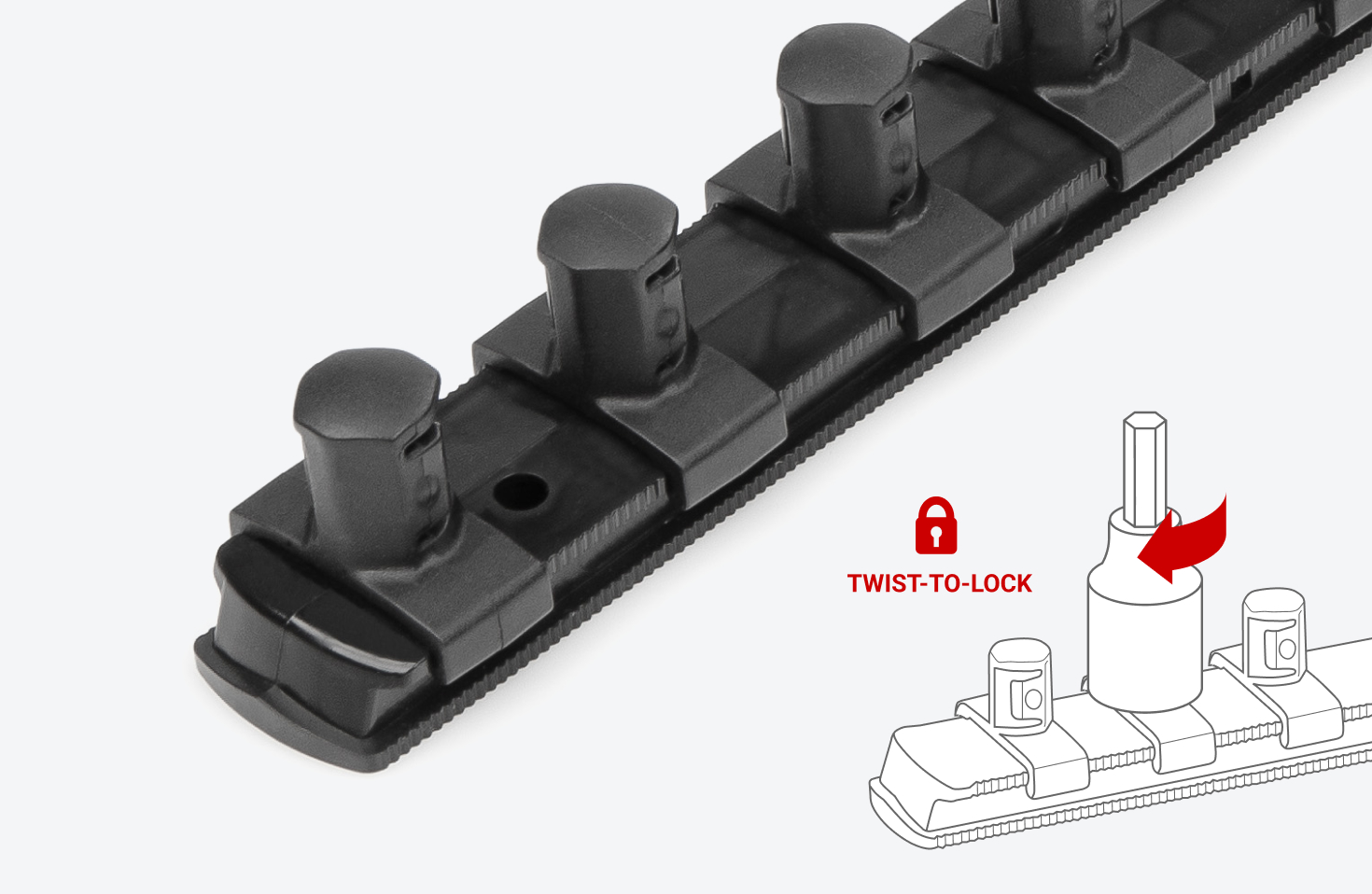 1/2 Inch Drive Hex Bit Socket Set with Rail (1/4–3/4 in.) | TEKTON