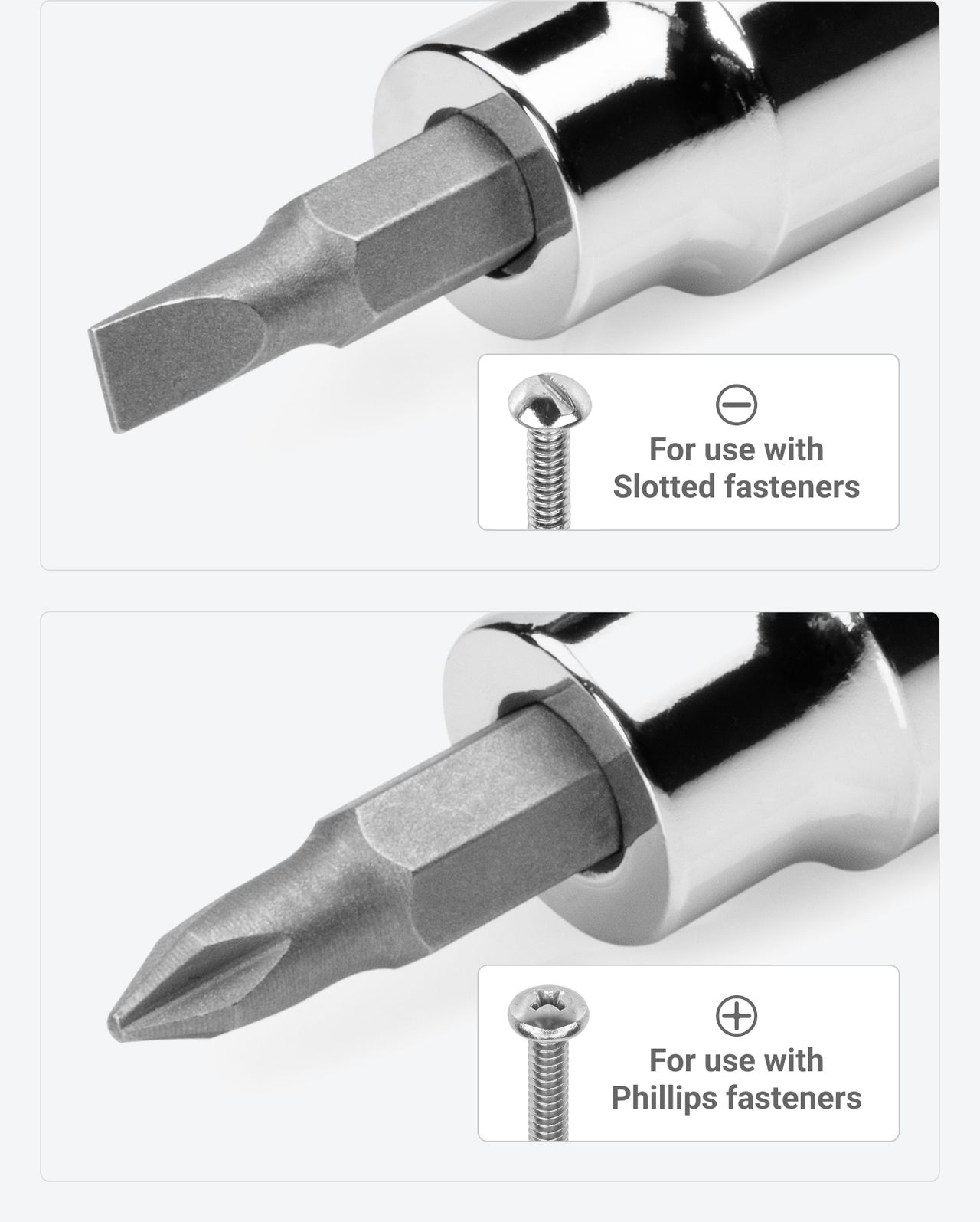 3/8 Inch Drive Phillips/Slotted Bit Socket Set, 8Piece (Rail) TEKTON
