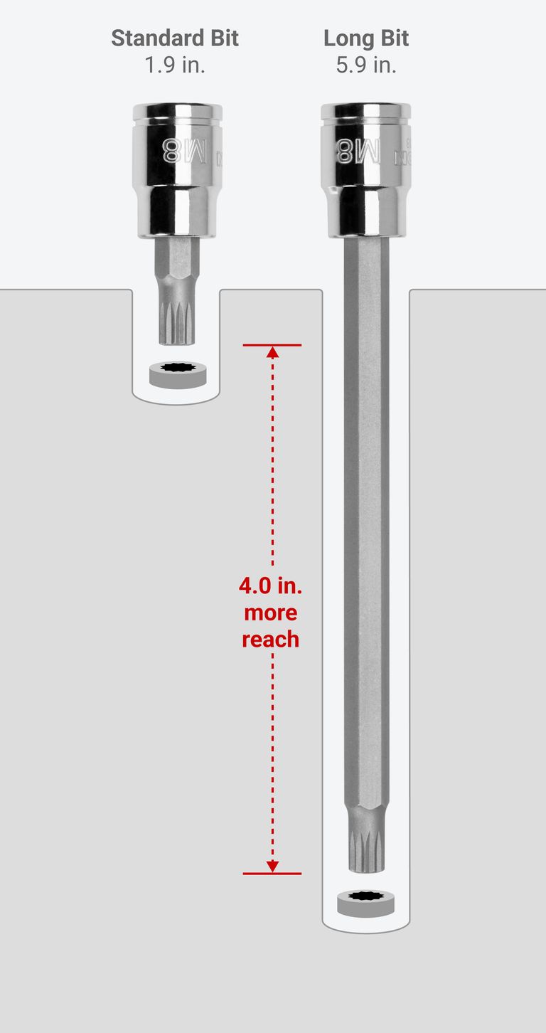 3/8 Inch Long Triple Square Bit Socket Set (8Piece) TEKTON