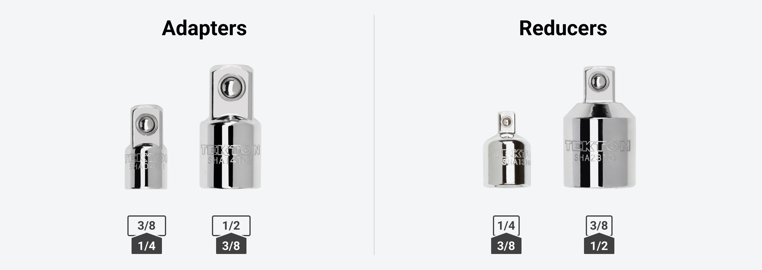 TEKTON Schlagadapter-Set 3/8" Auf 1/2" & 1/4" – Für Schlagschrauber, 2-teilig