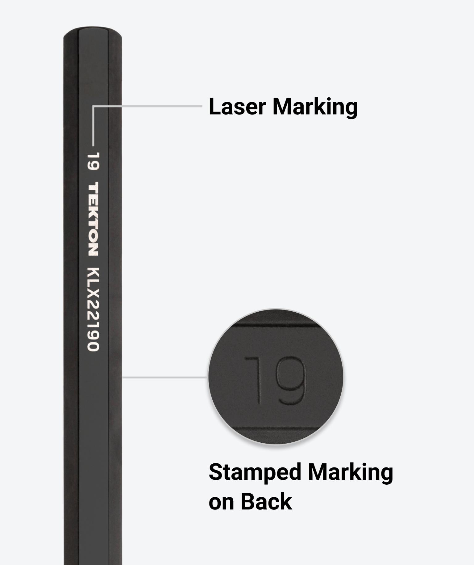 Tekton's flat end hex key with laser marking and stamped sizes