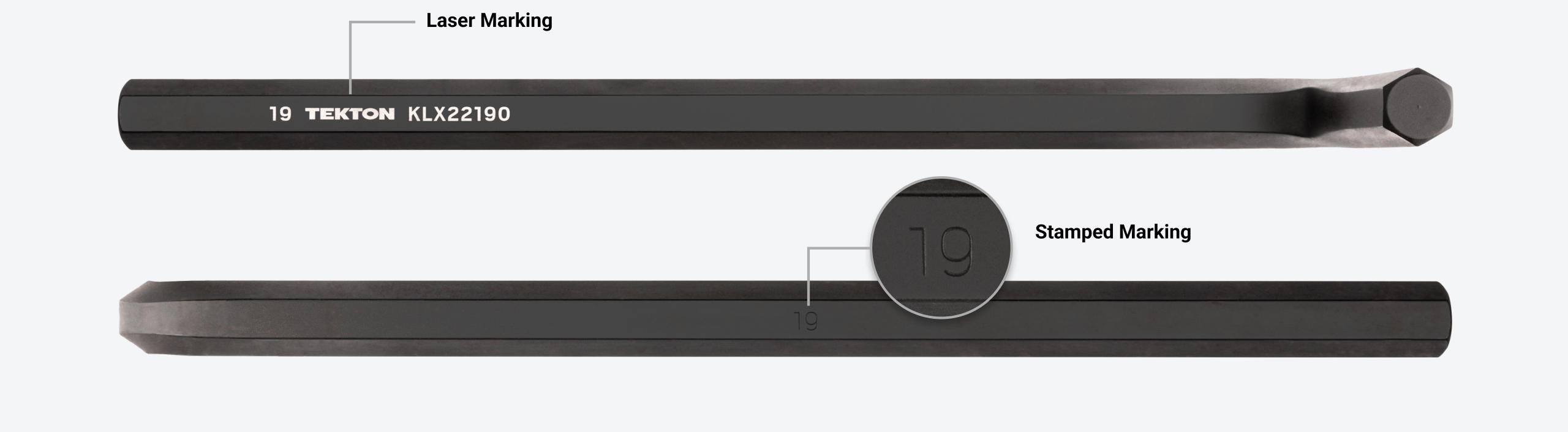 Tekton's flat end hex key with laser marking and stamped sizes