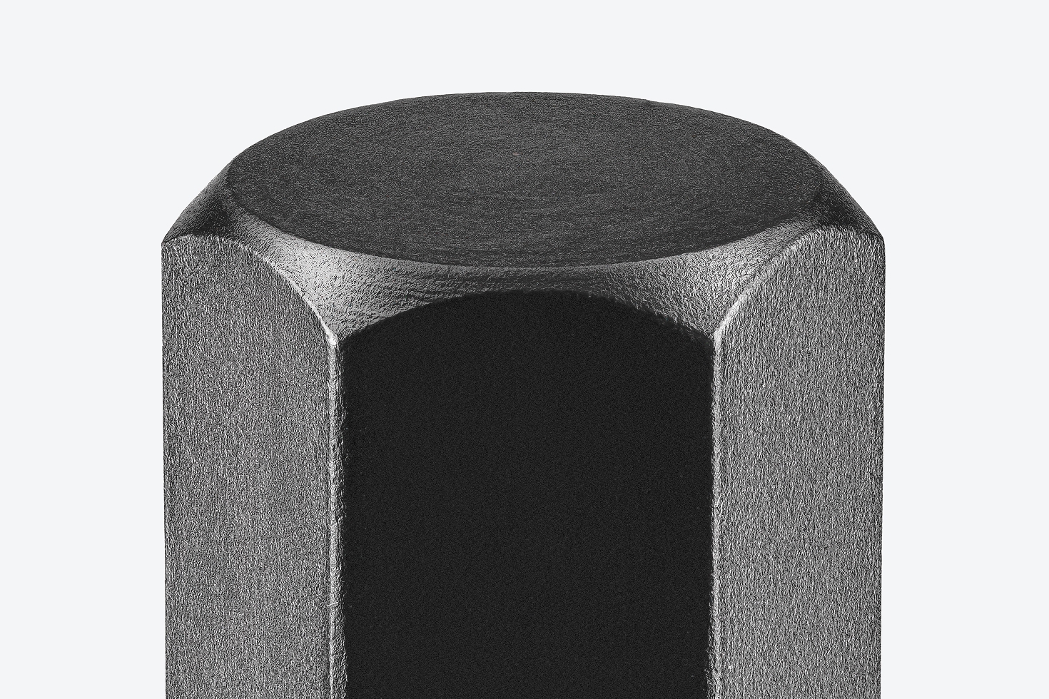 A closeup of Tekton's hex key's chamfered edge