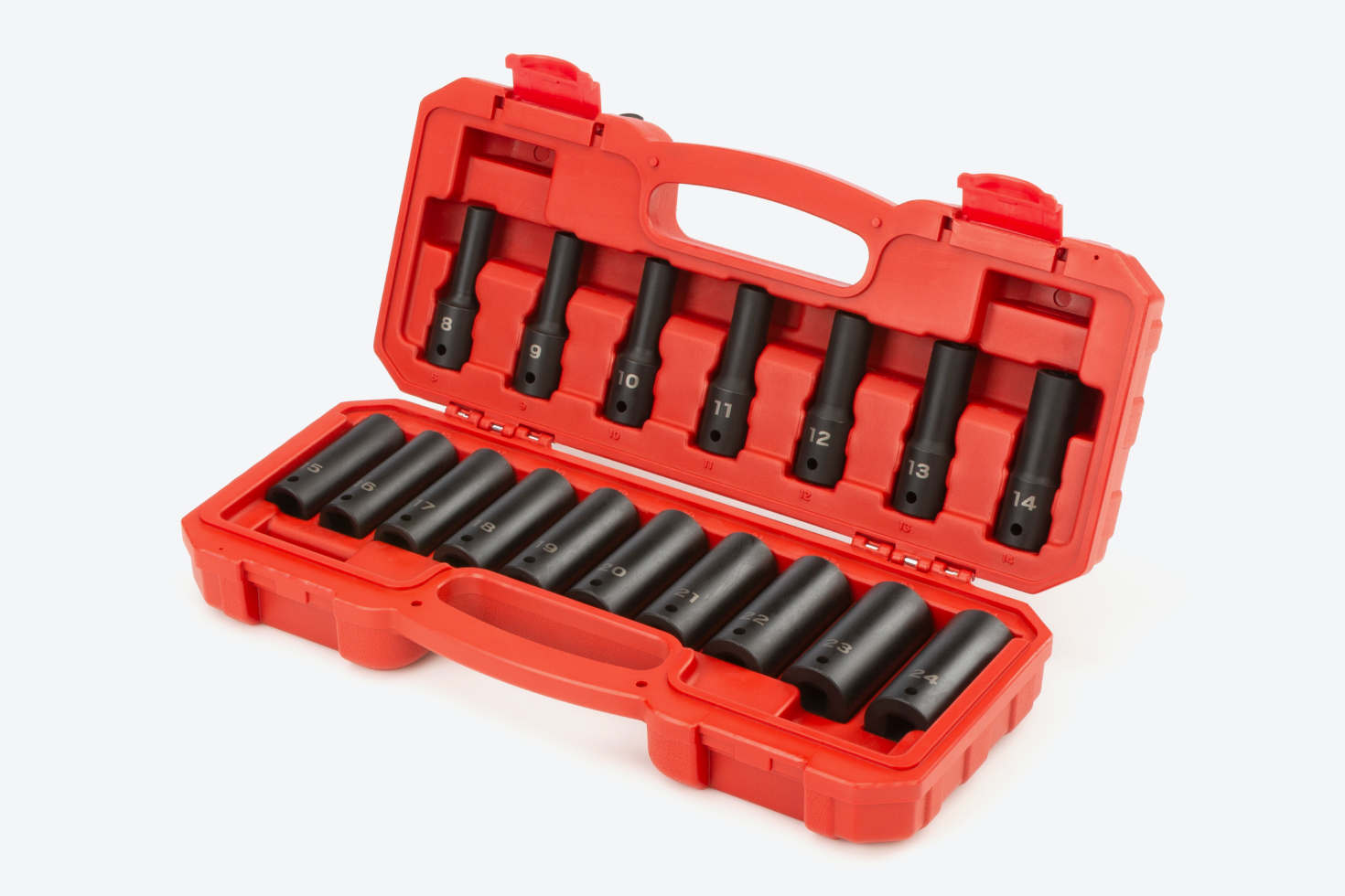 1/2 Inch Drive Deep 6-Point Impact Socket Set (8 - 24 mm) | TEKTON