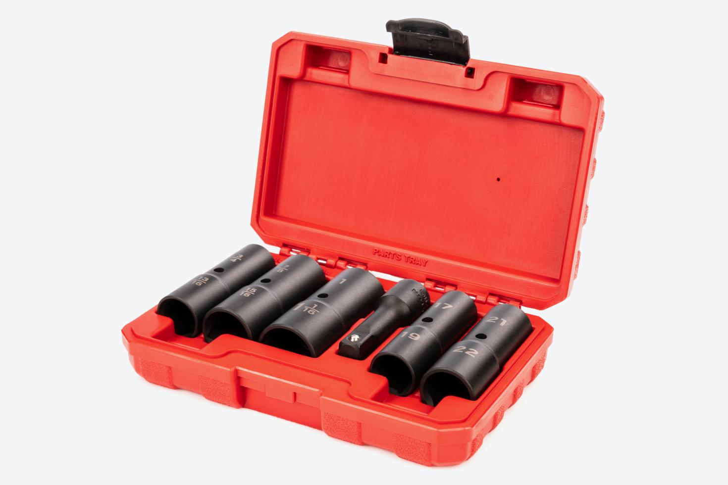 Tekton impact flip socket set #SIF92400 in a red blow mold case.