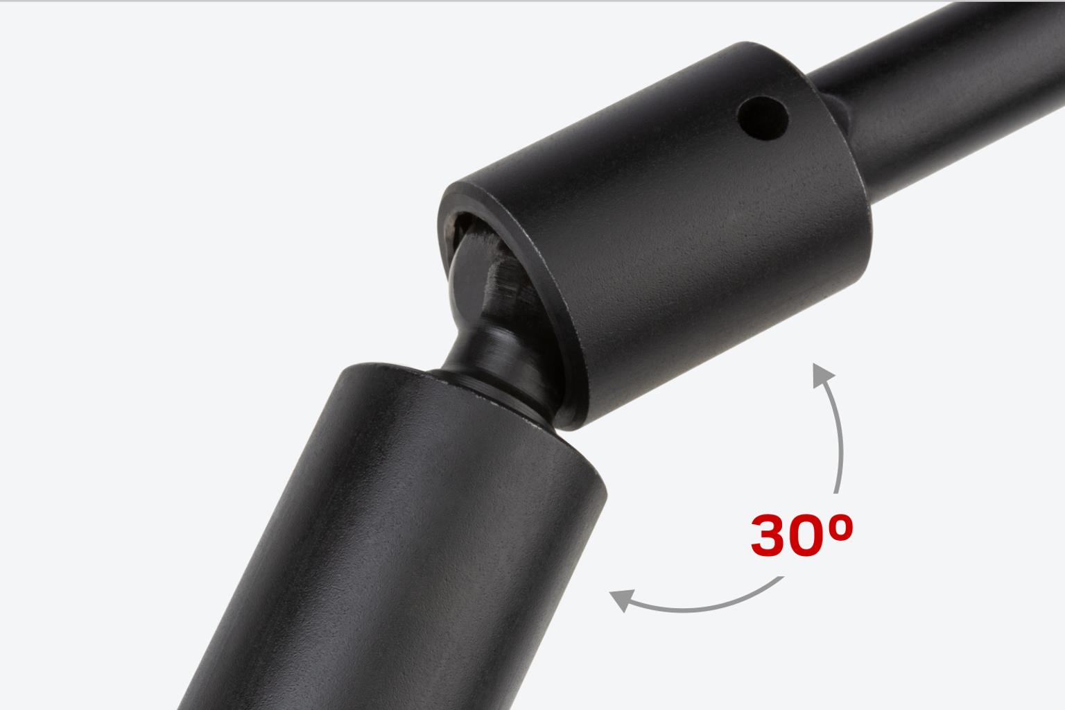 The universal joint has a 30 degree working angle