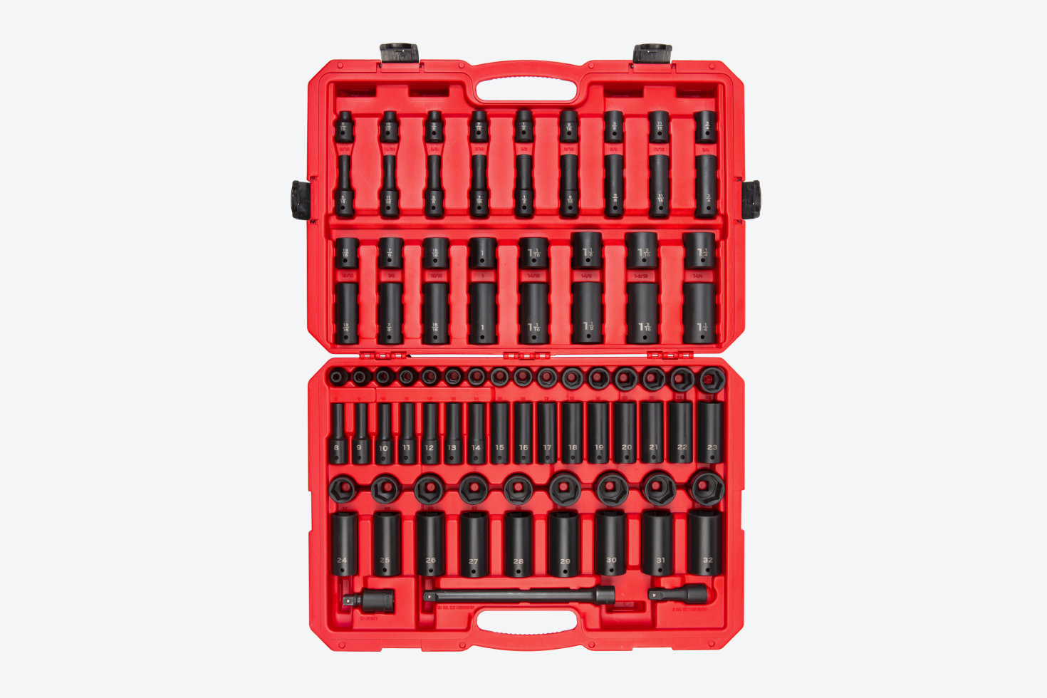 1/4, 3/8, 1/2 Inch Drive 6-Point Impact Socket Set, 220-Piece | TEKTON