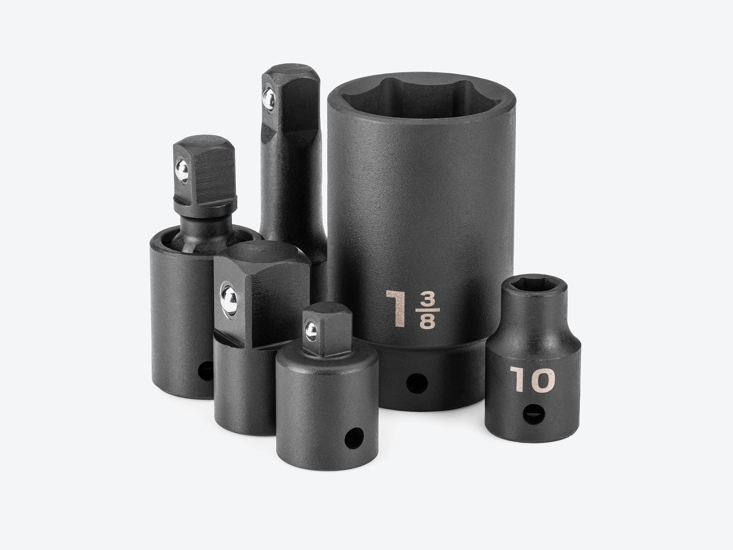 Tekton 1/2 inch drive impact sockets and accessories on a light gray background.