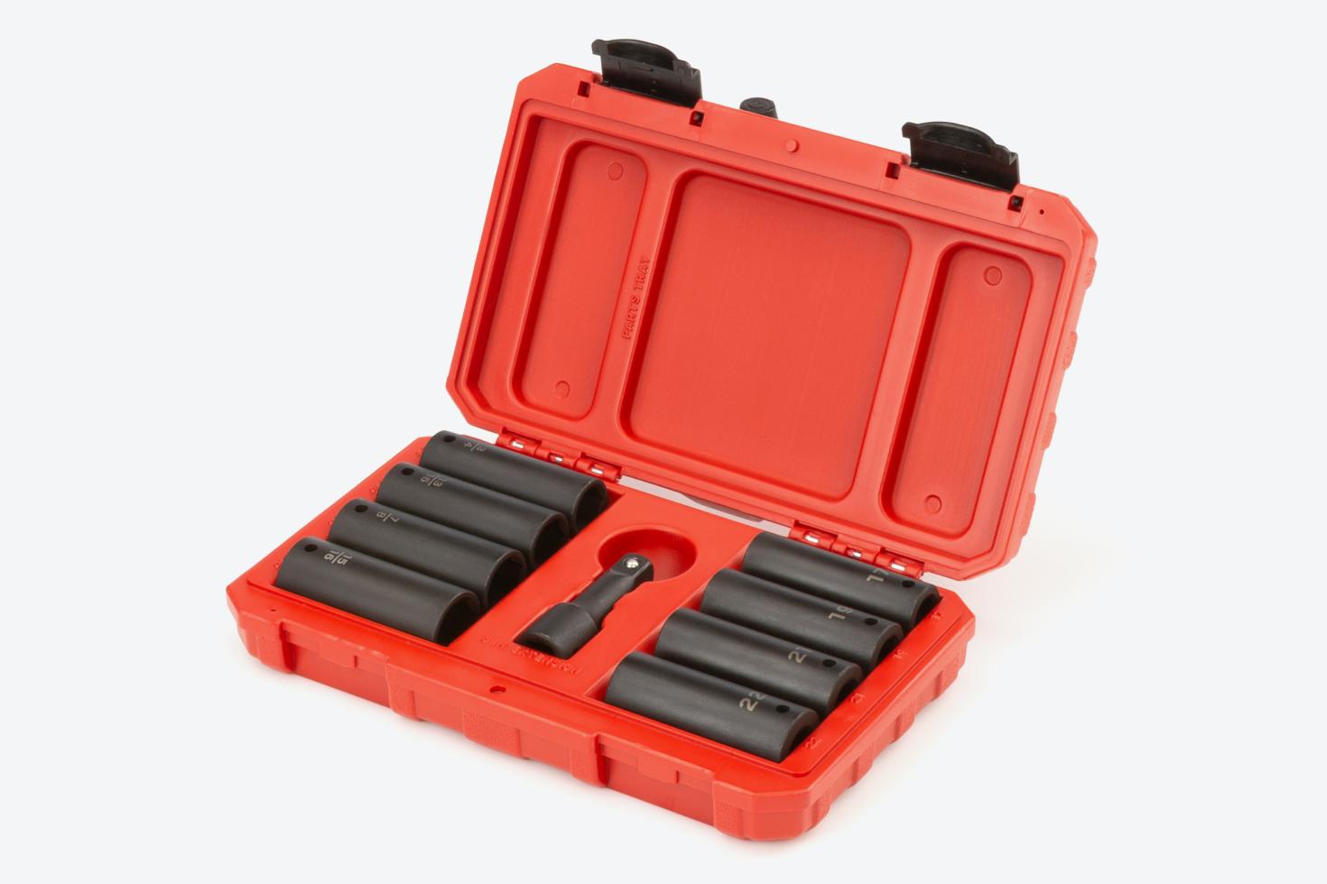 Tekton impact socket set #SID92415 in a red blow mold case.