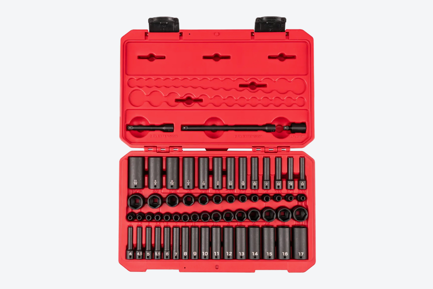 1/4, 3/8, 1/2 Inch Drive 6-Point Impact Socket Set, 220-Piece | TEKTON