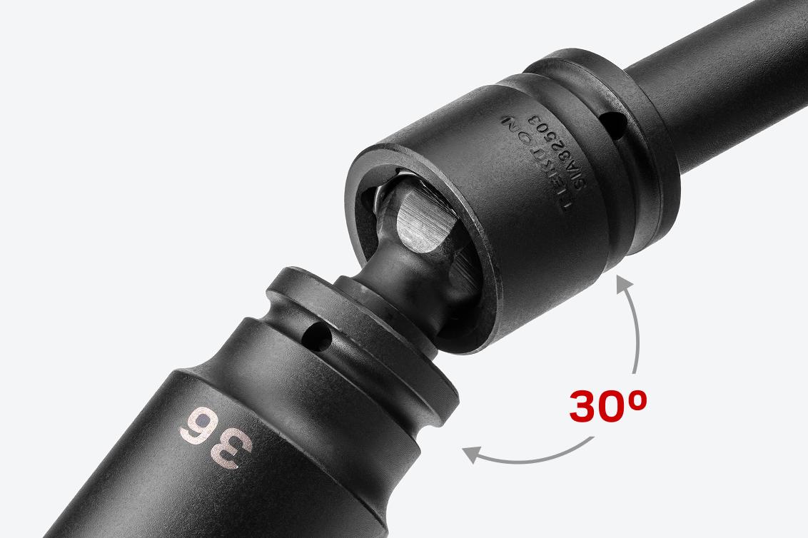The universal joint has a 30 degree working angle