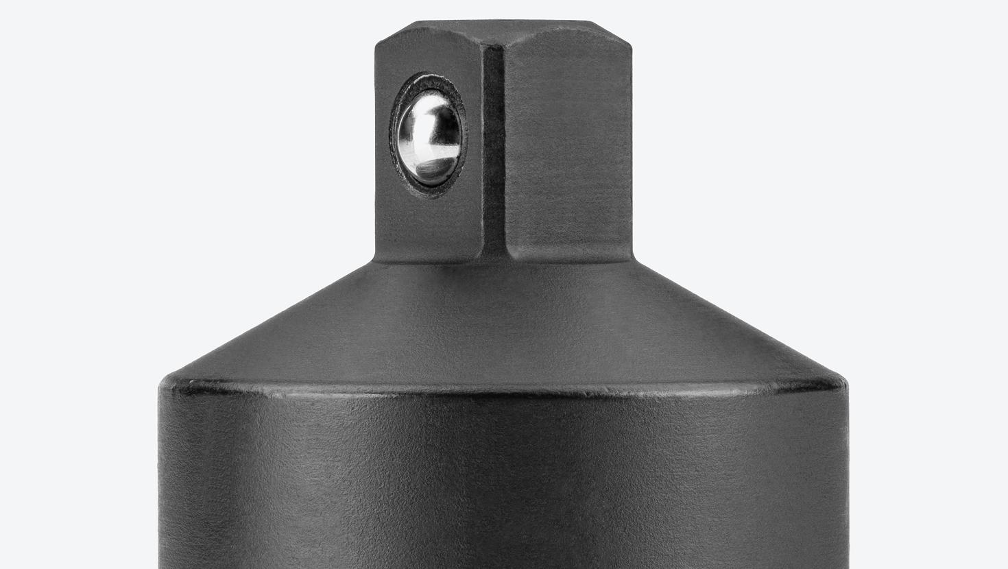 Close-up view of the ball detent on a Tekton 3/4 inch drive impact reducer.