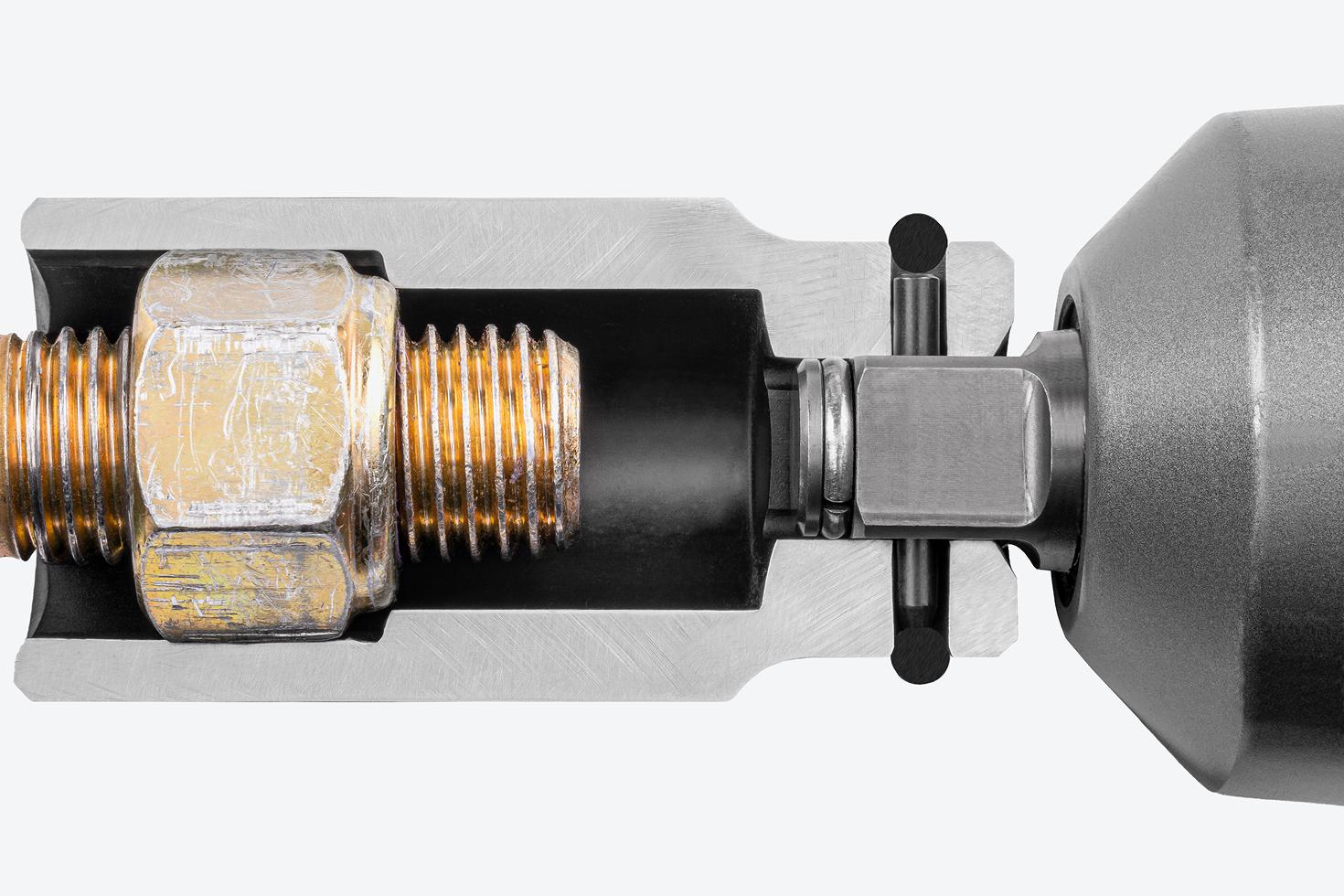 A deep 6-point impact socket cut in half to show the full-length socket well