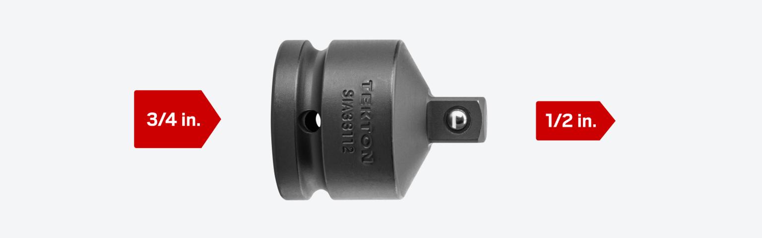Tekton #SIA33112 adapts 3/4 inch drive tools to 1/2 inch drive sockets.