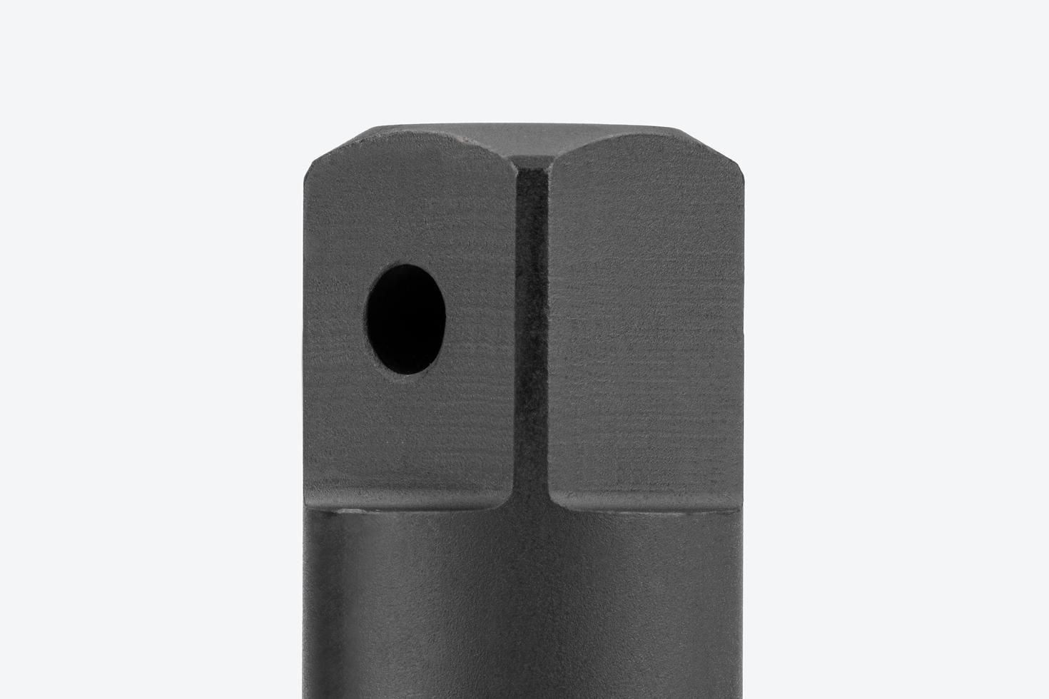 Close-up view of the through hole on a Tekton 3/4 inch drive impact extension.