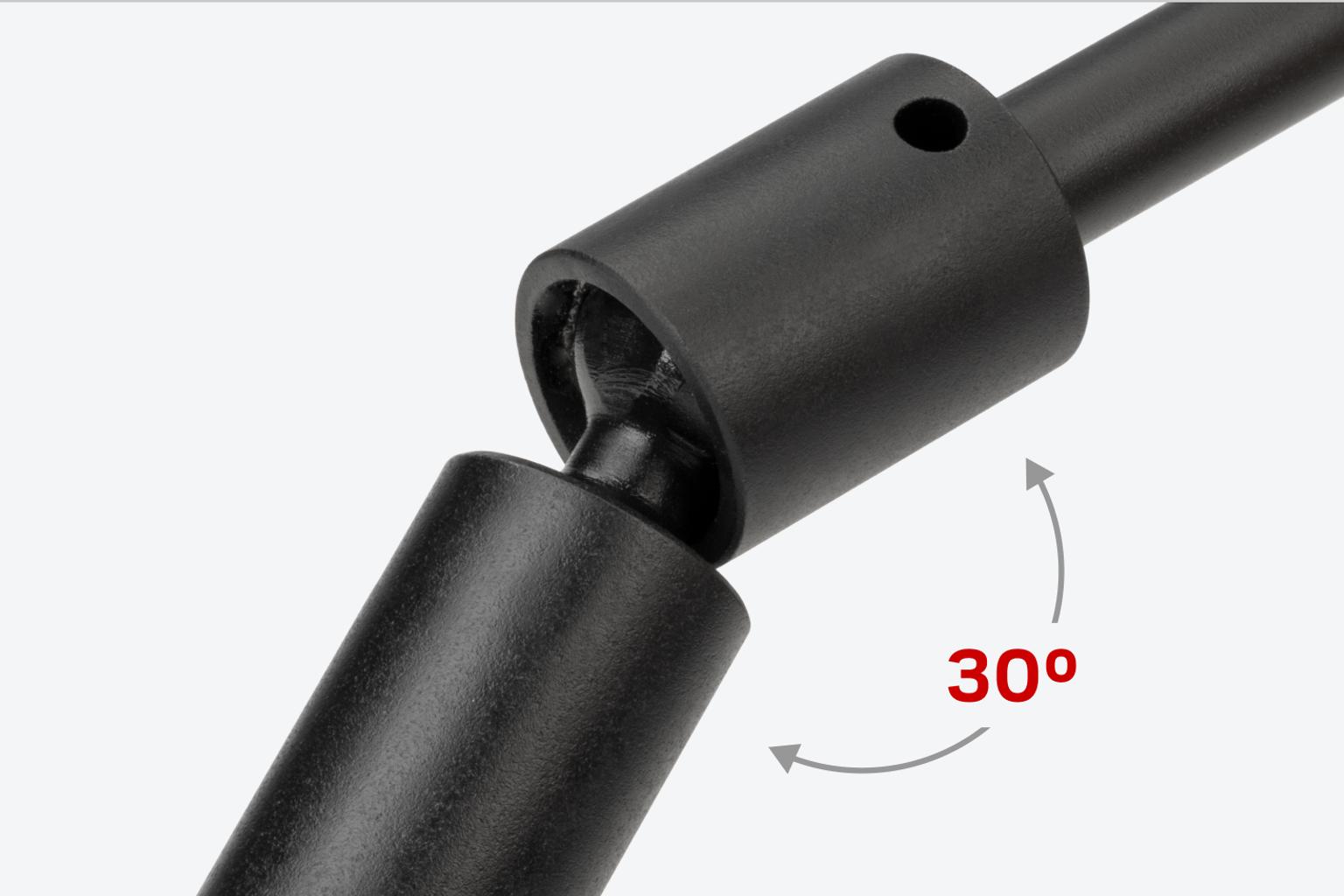 The universal joint has a 30 degree working angle