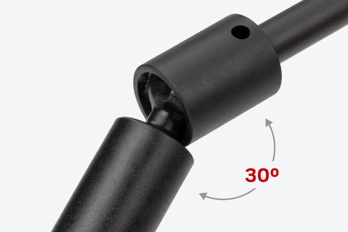 The universal joint has a 30 degree working angle