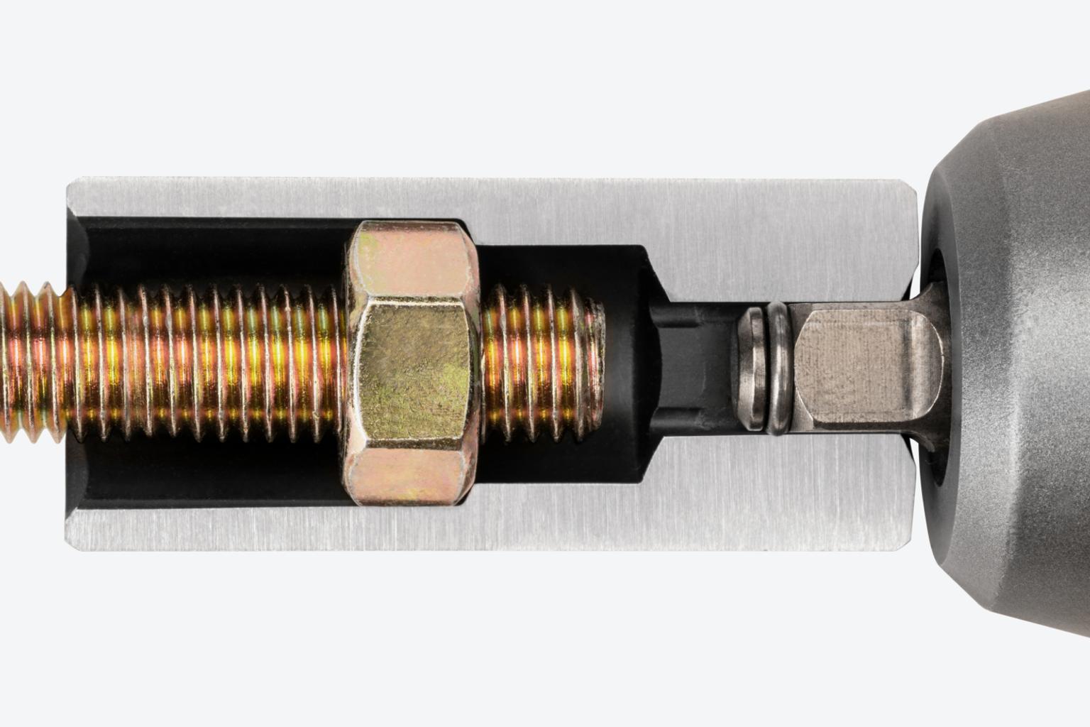 A cross-view of a deep-length impact socket shows the full-length interior well of the socket.