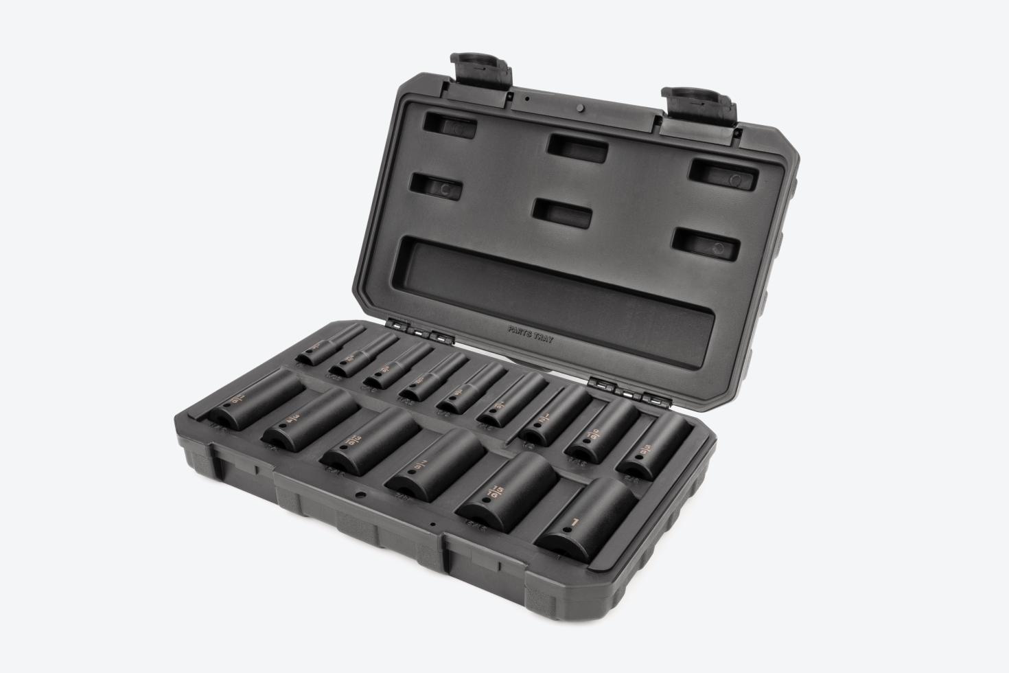 Tekton impact socket set #SID91301 in a black blow mold case.