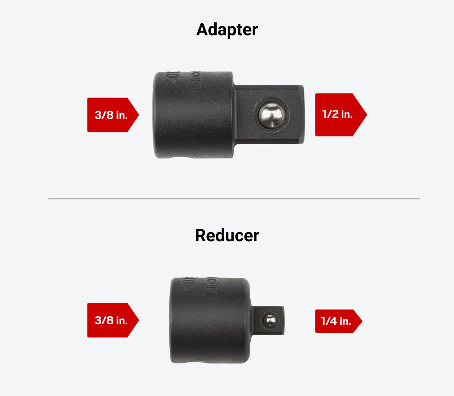 Tekton impact adapter #SIA14102 and impact reducer #SIA13100 on a light gray background.