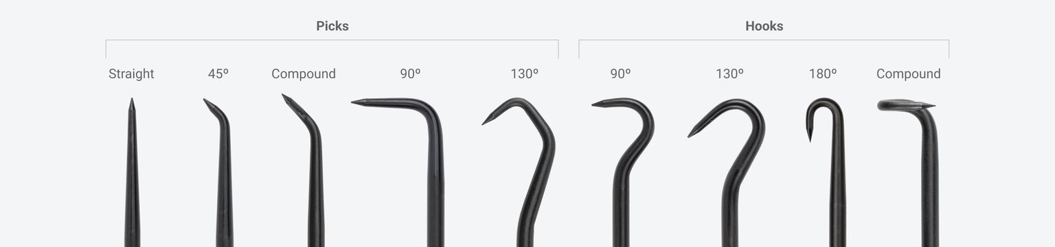 Close up of the pick and hooks in Tekton pick and hook set #PNH90004