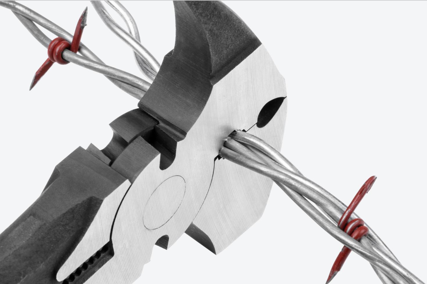 The pliers twisting multiple strands of wire
