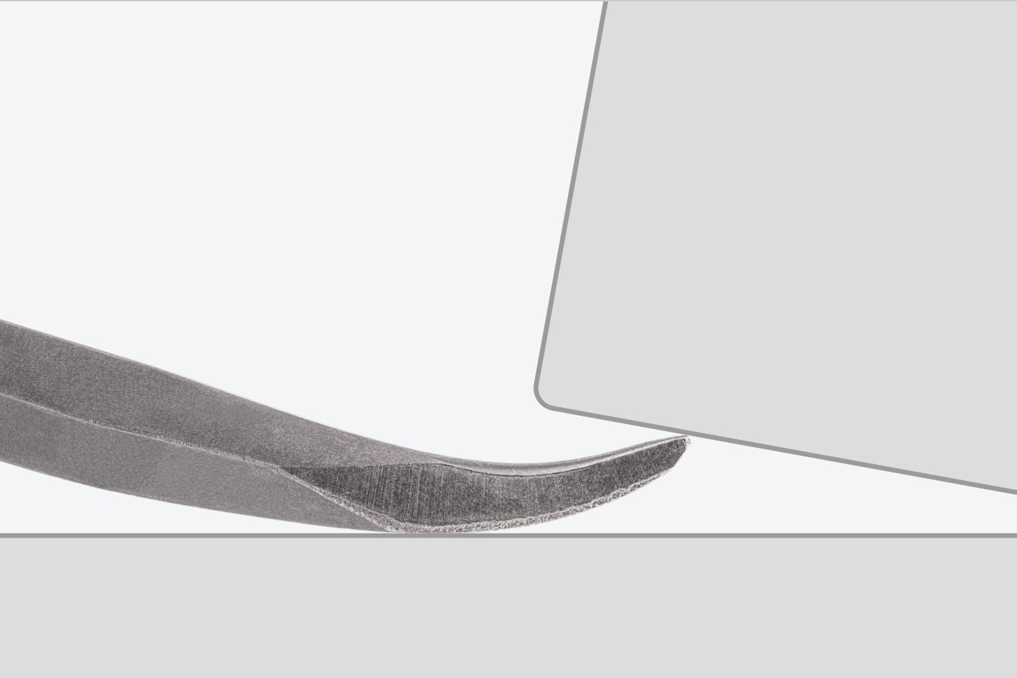Graphic of an angled end pry bar lifting an object
