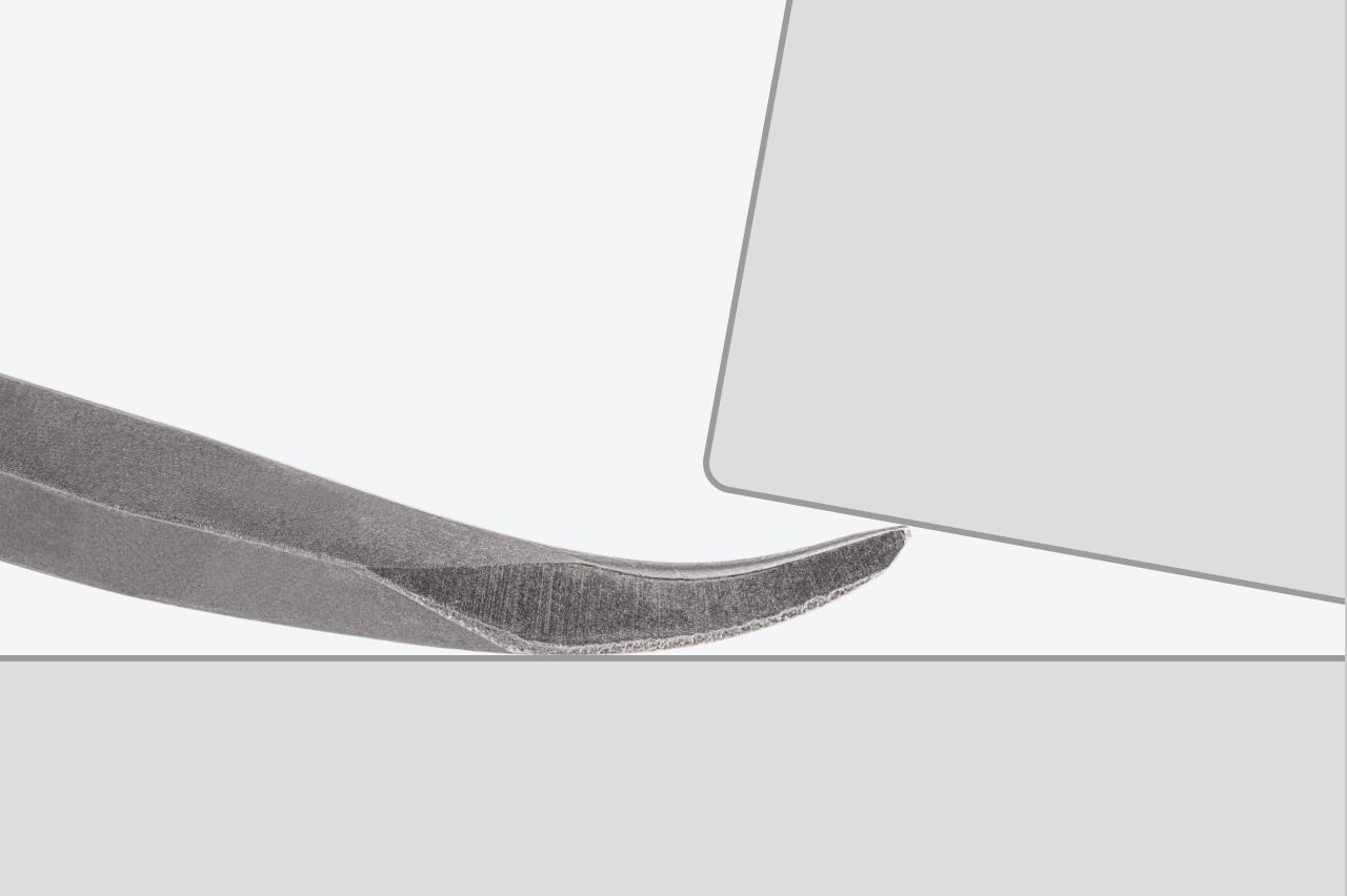Graphic of an angled end pry bar lifting an object