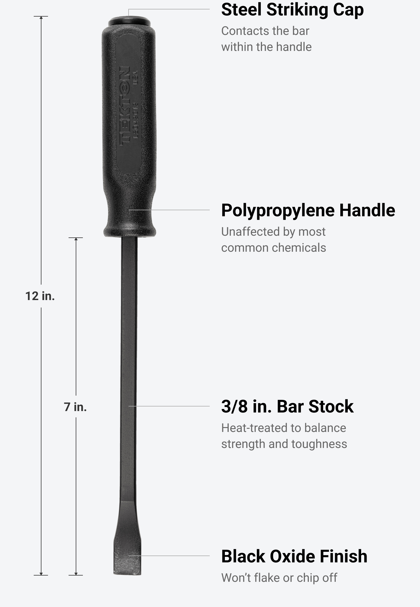 12 Inch Angled End Handled Pry Bar | TEKTON | LSQ42012