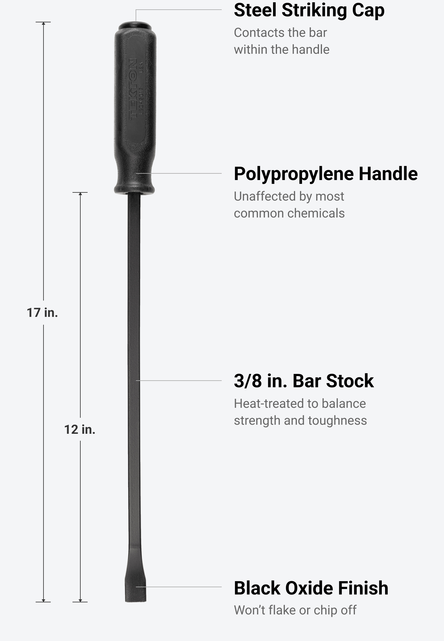 17 Inch Angled End Handled Pry Bar | TEKTON | Made in USA