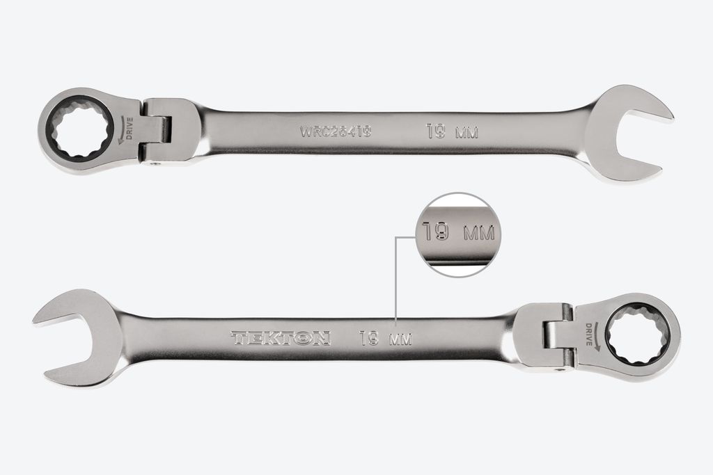 34Piece Flex Ratcheting Combination Wrench Set TEKTON